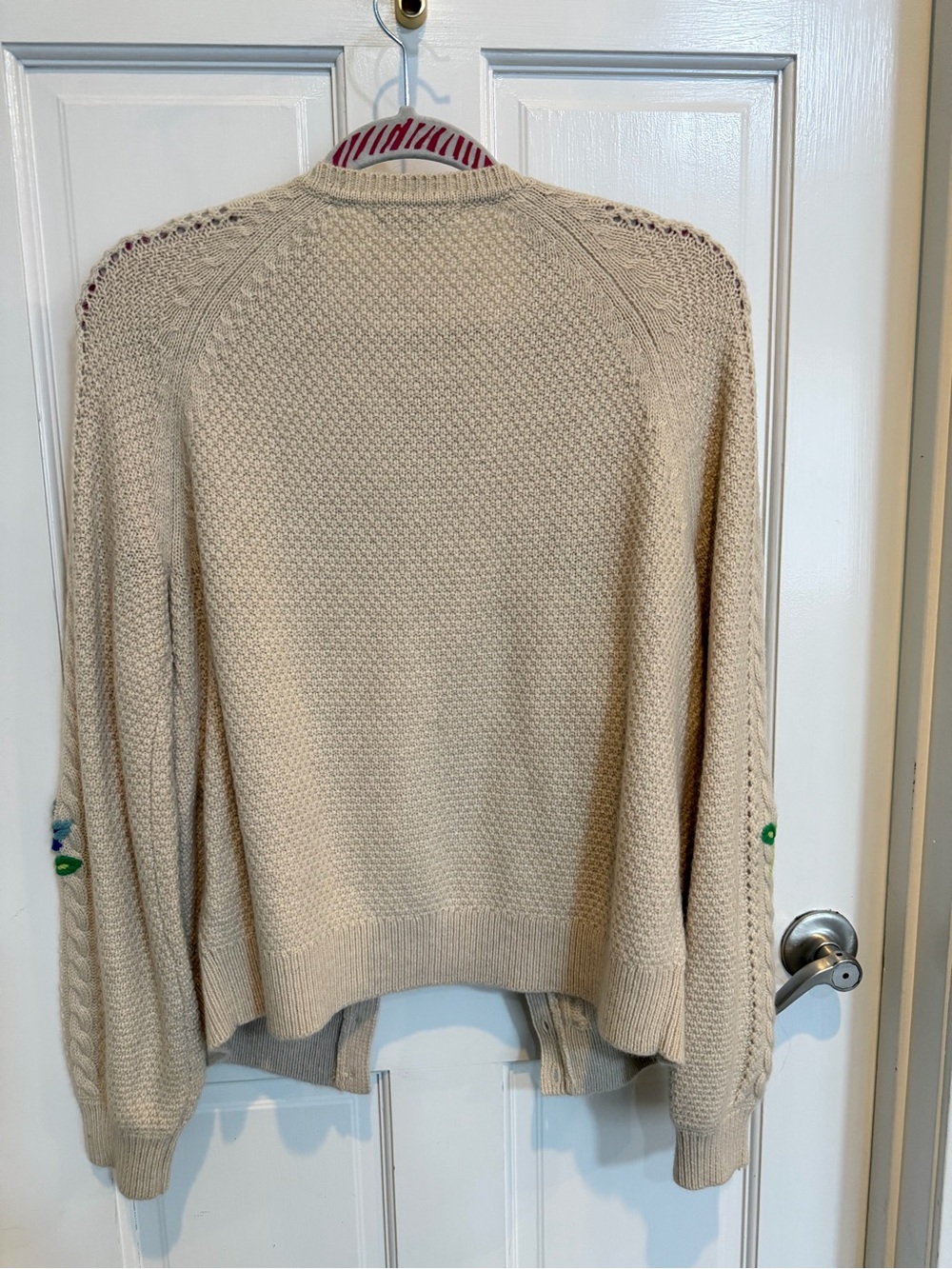 Boden Cream Embroidered Floral Cable-Knit Cardigan Sweater NWT Size M - Picture 6 of 8